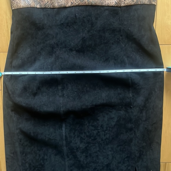 🌺2 for 50$🌺 Vintage 1980s Black Midi Dress with Faux Brown Snakeskin - Picture 9 of 13